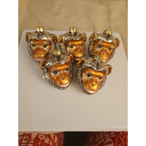 Head Other - Lot of 5 Vintage Monkey Head Ornaments / Discovery Channel (106)